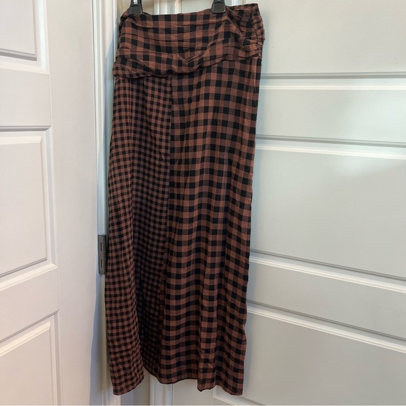 A.L.C. Eden Brown and Black Checked Wrap Midi Skirt Size 4 - Picture 6 of 7